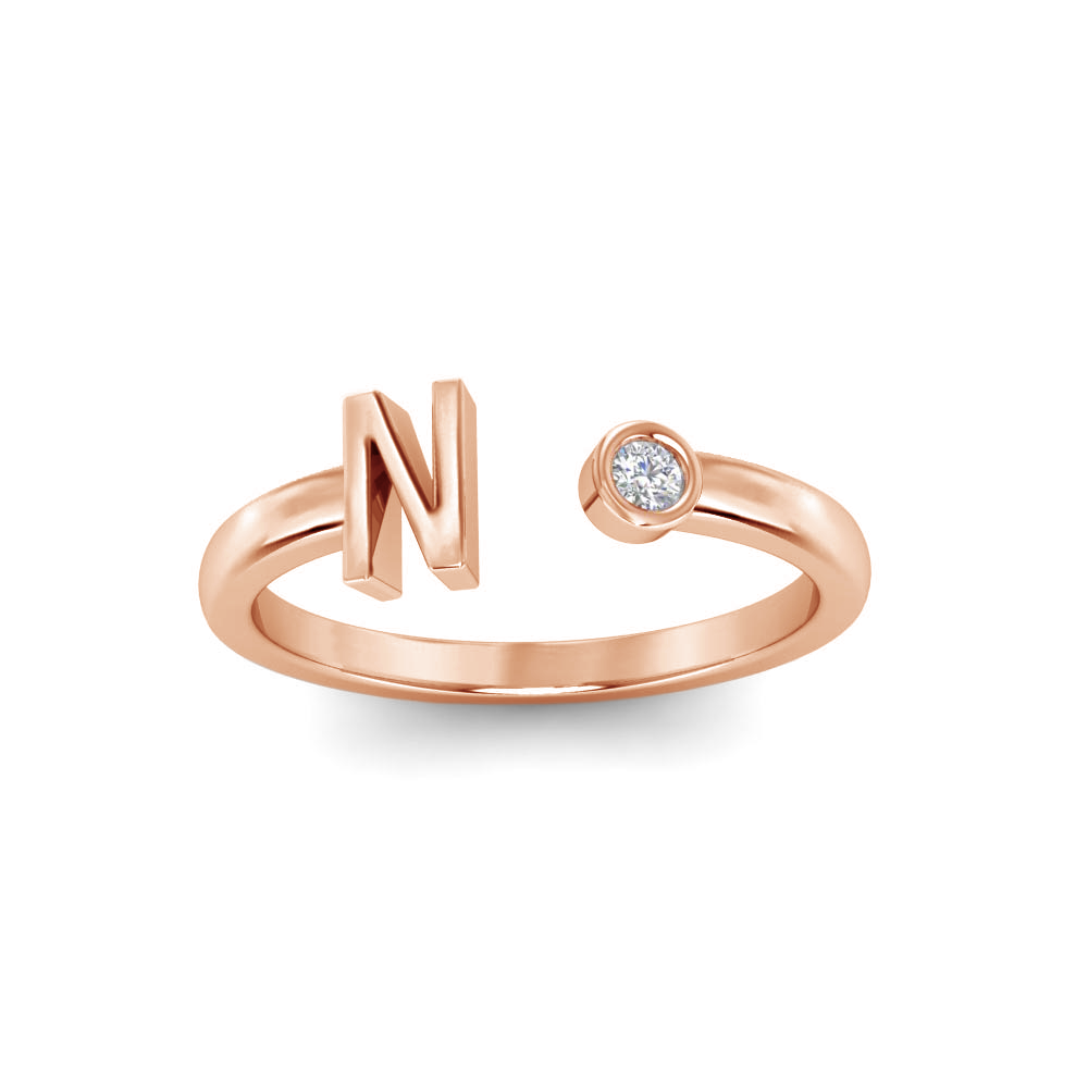 Birthstone Initial Open Ring N