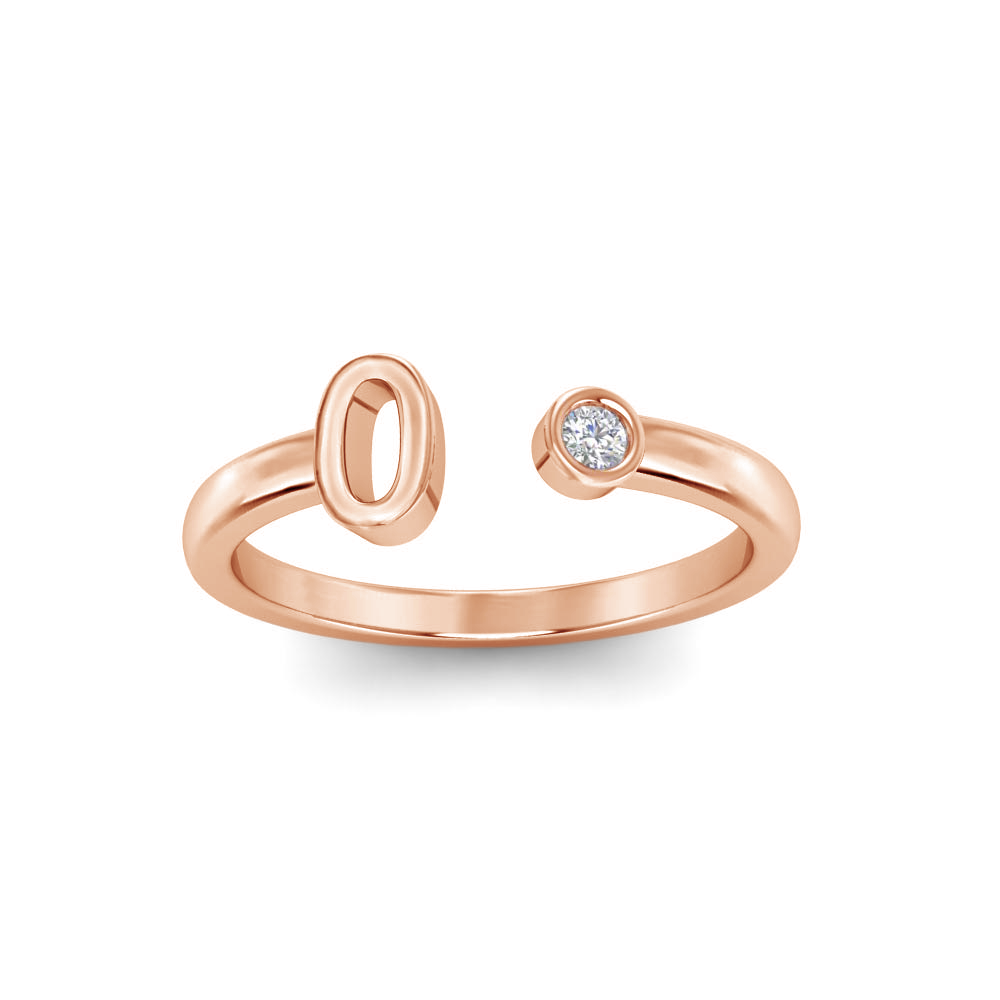 Birthstone Initial Open Ring O