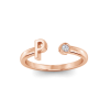 Birthstone Initial Open Ring P