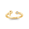 Birthstone Initial Open Ring P