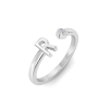 Birthstone Initial Open Ring R