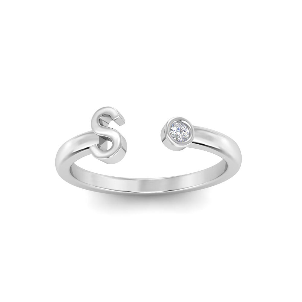 Birthstone Initial Open Ring S