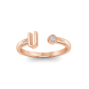 Birthstone Initial Open Ring U