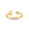 Birthstone Initial Open Ring U