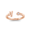 Birthstone Initial Open Ring V