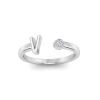 Birthstone Initial Open Ring V