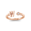 Birthstone Initial Open Ring W