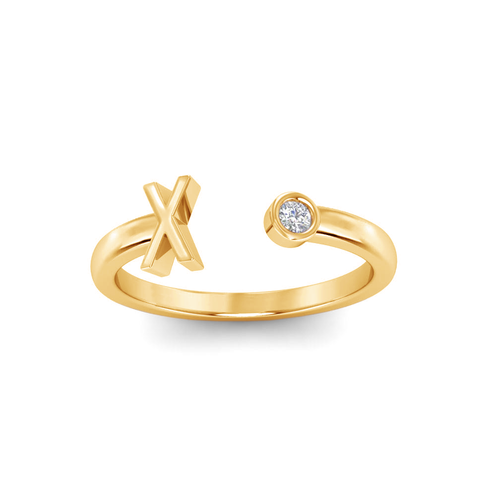 Birthstone Initial Open Ring X