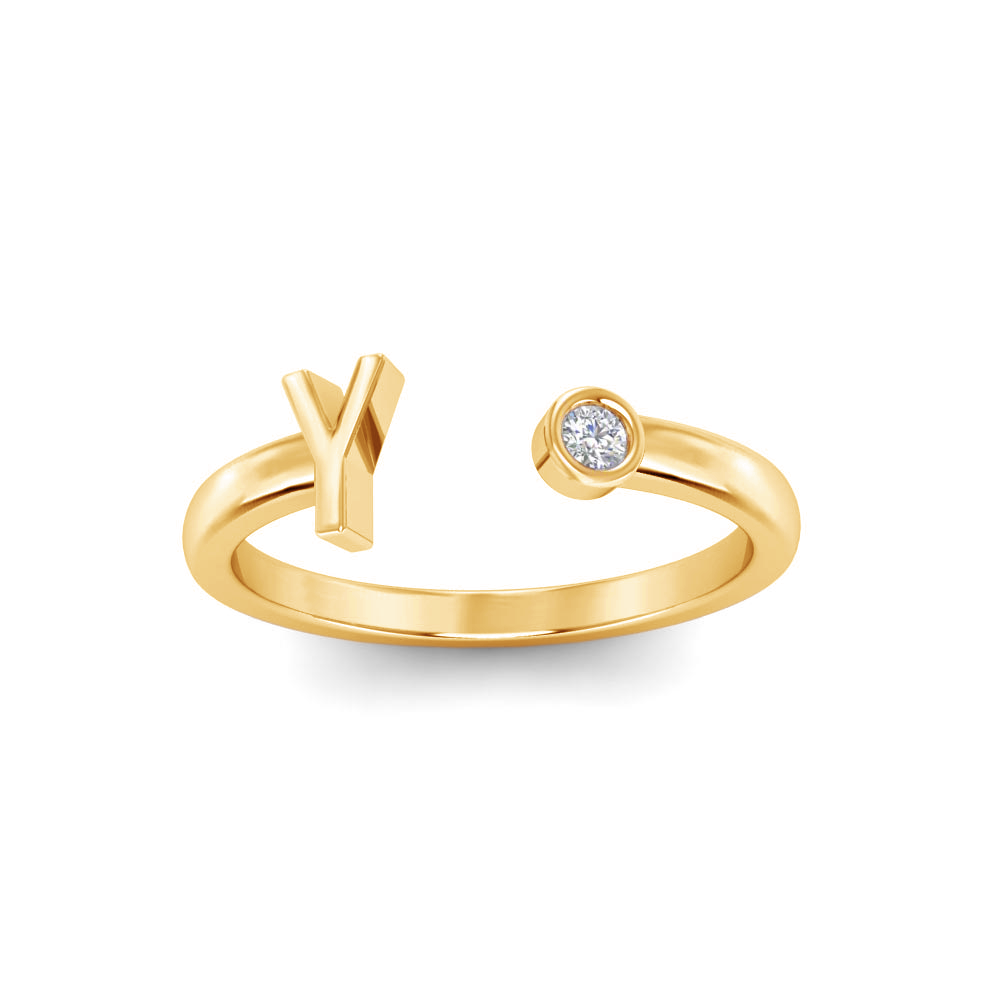 Birthstone Initial Open Ring Y