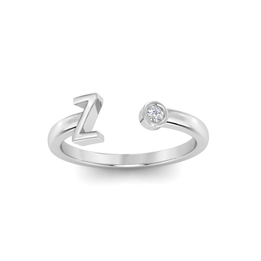 Birthstone Initial Open Ring Z
