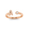 CZ & Birthstone Initial Open Ring V
