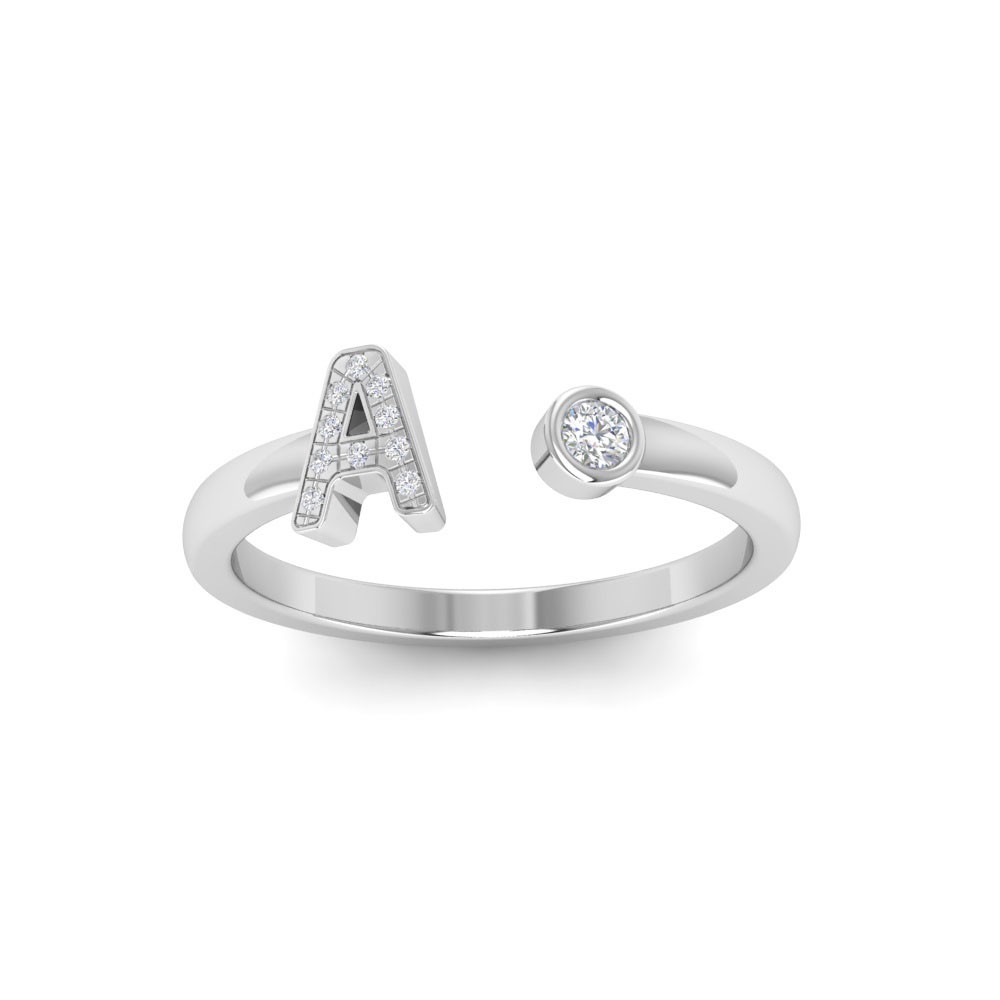 Diamond & Birthstone Initial Open Ring S
