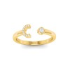 CZ & Birthstone Initial Open Ring C