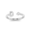 CZ & Birthstone Initial Open Ring D
