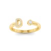 CZ & Birthstone Initial Open Ring D