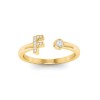 CZ & Birthstone Initial Open Ring F