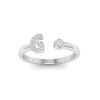 CZ & Birthstone Initial Open Ring G