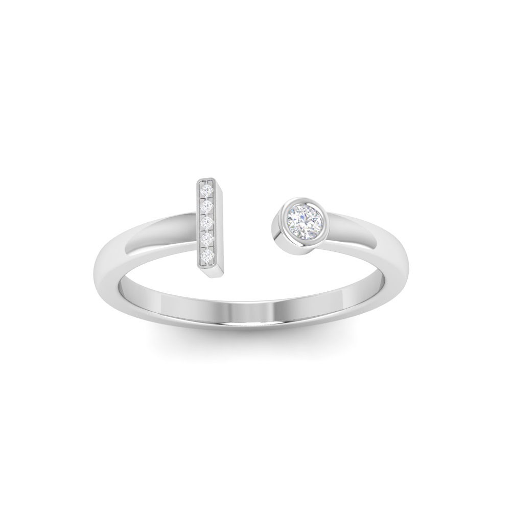 Diamond & Birthstone Initial Open Ring I