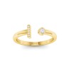 CZ & Birthstone Initial Open Ring I