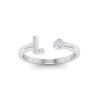 CZ & Birthstone Initial Open Ring L