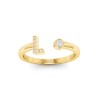 CZ & Birthstone Initial Open Ring L