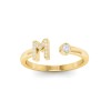 CZ & Birthstone Initial Open Ring M