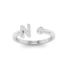 CZ & Birthstone Initial Open Ring N