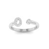 CZ & Birthstone Initial Open Ring O