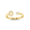 CZ & Birthstone Initial Open Ring O