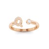CZ & Birthstone Initial Open Ring Q