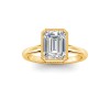 3 Ct Emerald Moissanite & .22 Ctw Lab Diamond Crown Hidden Halo Bezel Engagement Ring