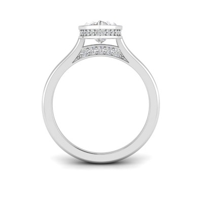 2 Ct Marquise Moissanite & .22 Ctw Lab Diamond Crown Hidden Halo Bezel Engagement Ring
