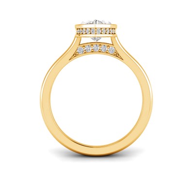 3 Ct Marquise Premium Lab Diamond & .22 Ctw Crown Hidden Halo Bezel Engagement Ring