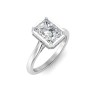 2 Ct Radiant CZ & .22 Ctw Crown Hidden Halo Bezel Engagement Ring
