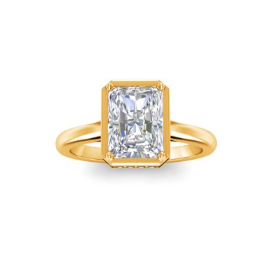 3 Ct Radiant Lab Diamond Crown Hidden Halo Bezel Engagement Ring