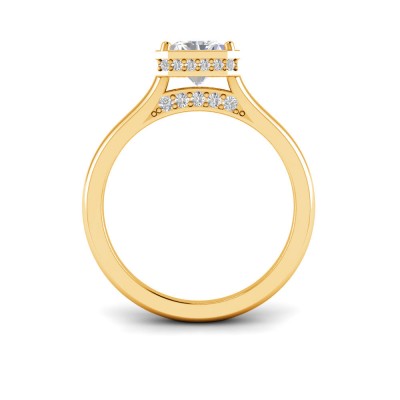 3 Ct Radiant Lab Diamond Crown Hidden Halo Bezel Engagement Ring