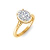 2 Ct Oval Lab Diamond & .22 Ctw Crown Hidden Halo Bezel Engagement Ring