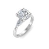 1 Ct Cushion Moissanite & .40 Ctw Lab Diamond Three Stone Whisper Engagement Ring