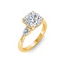 2.5 Ct Cushion Lab Diamond & .40 Ctw Three Stone Whisper Engagement Ring