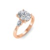 3.5 Ct Elongated Cushion Lab Diamond & .40 Ctw Three Stone Whisper Engagement Ring