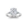 2.5 Ct Elongated Cushion Lab Diamond & .40 Ctw Three Stone Whisper Engagement Ring