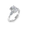 2.5 Ct Elongated Cushion Lab Diamond & .40 Ctw Three Stone Whisper Engagement Ring