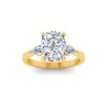 2 Ct Elongated Cushion Lab Diamond & .40 Ctw Three Stone Whisper Engagement Ring