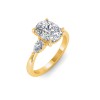 2 Ct Elongated Cushion Lab Diamond & .40 Ctw Three Stone Whisper Engagement Ring