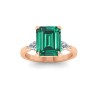 5 Ct Emerald Cut Emerald & Lab Diamond Three Stone Whisper Engagement Ring