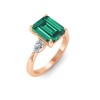 5 Ct Emerald Cut Emerald & Lab Diamond Three Stone Whisper Engagement Ring