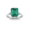 5 Ct Emerald Cut Emerald & Lab Diamond Three Stone Whisper Engagement Ring