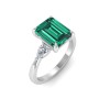 5 Ct Emerald Cut Emerald & Lab Diamond Three Stone Whisper Engagement Ring