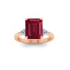 5 Ct Emerald Cut Ruby & Lab Diamond Three Stone Whisper Engagement Ring
