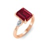 5 Ct Emerald Cut Ruby & Lab Diamond Three Stone Whisper Engagement Ring